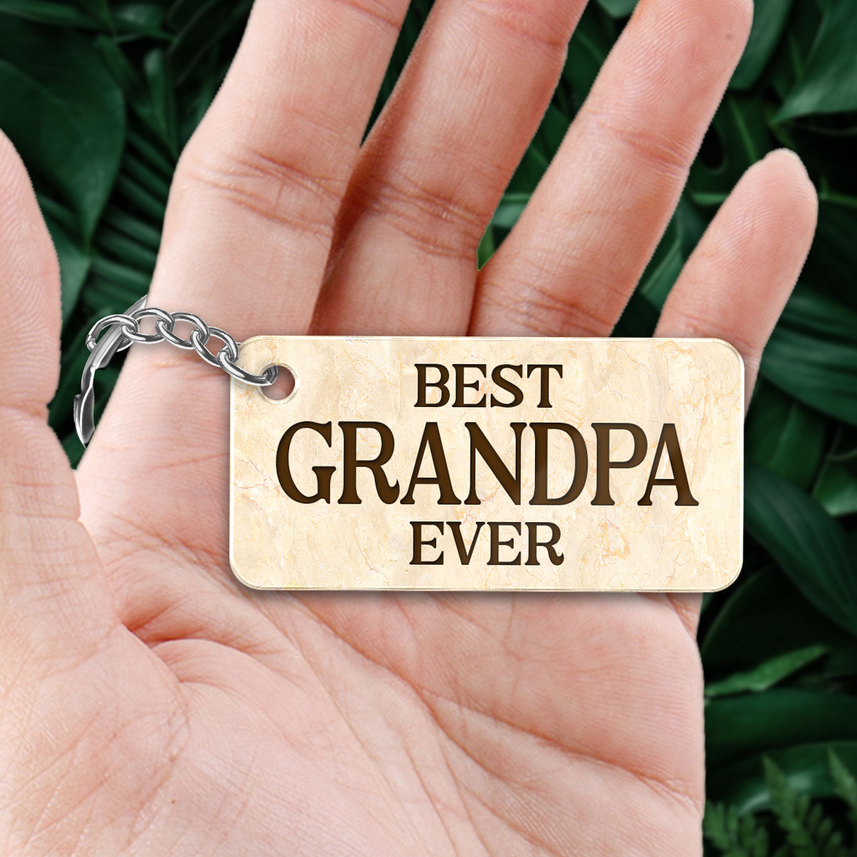 Best Grandpa Ever Back View Man Kids Dog Cat Personalized Acrylic Keychain