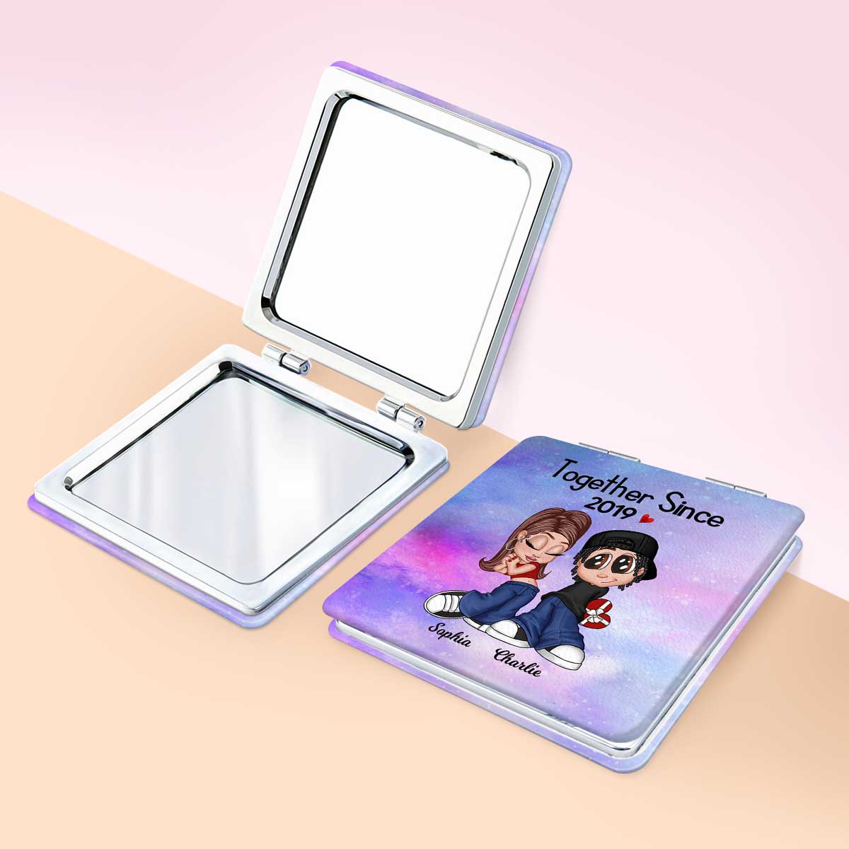 Y2K Couple Together Since Personalized Square Compact Mirror