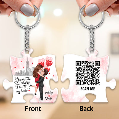 The Missing Piece To My Heart Couple Favorite Song Scannable QR Code Personalized Puzzle Acrylic Keychain