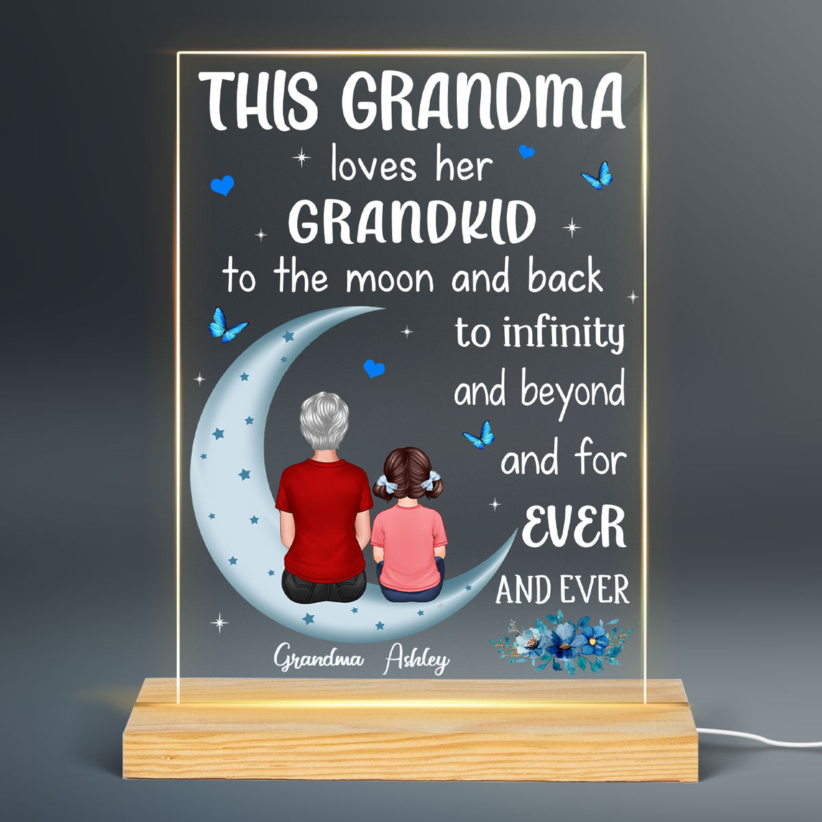 Grandma Loves Grandkids To Infinity Personalized Rectangle Acrylic LED Night Light