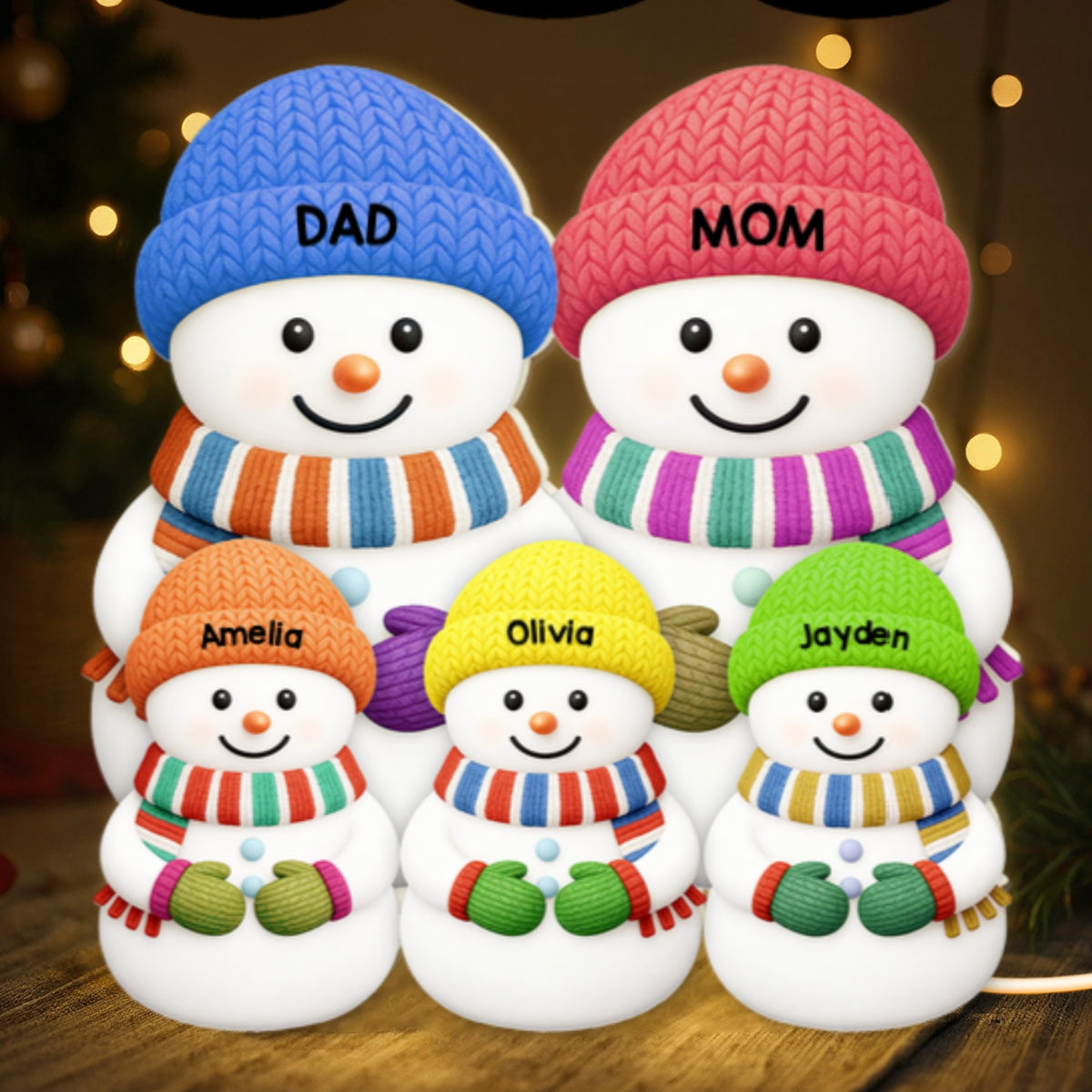 Christmas Cozy Vibe Family Dad Mom And Kids Snowman Together - Personalized Light Box - Christmas Decoration For Family