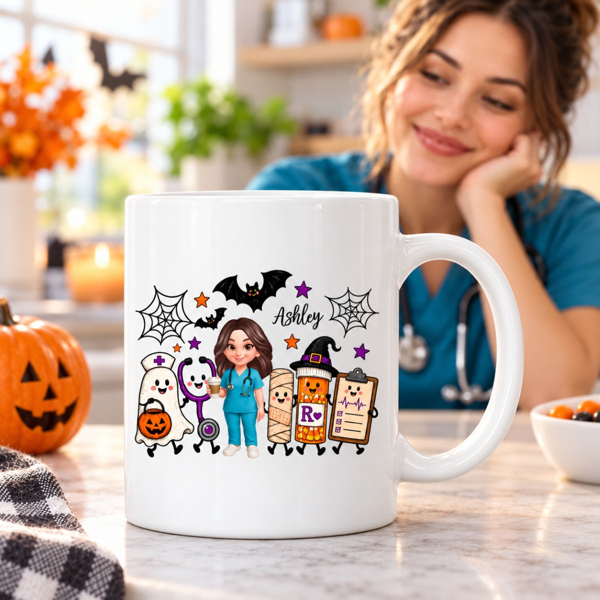 Halloween Cute Nurse Things - Personalized Mug - Halloween Mug For Nurse