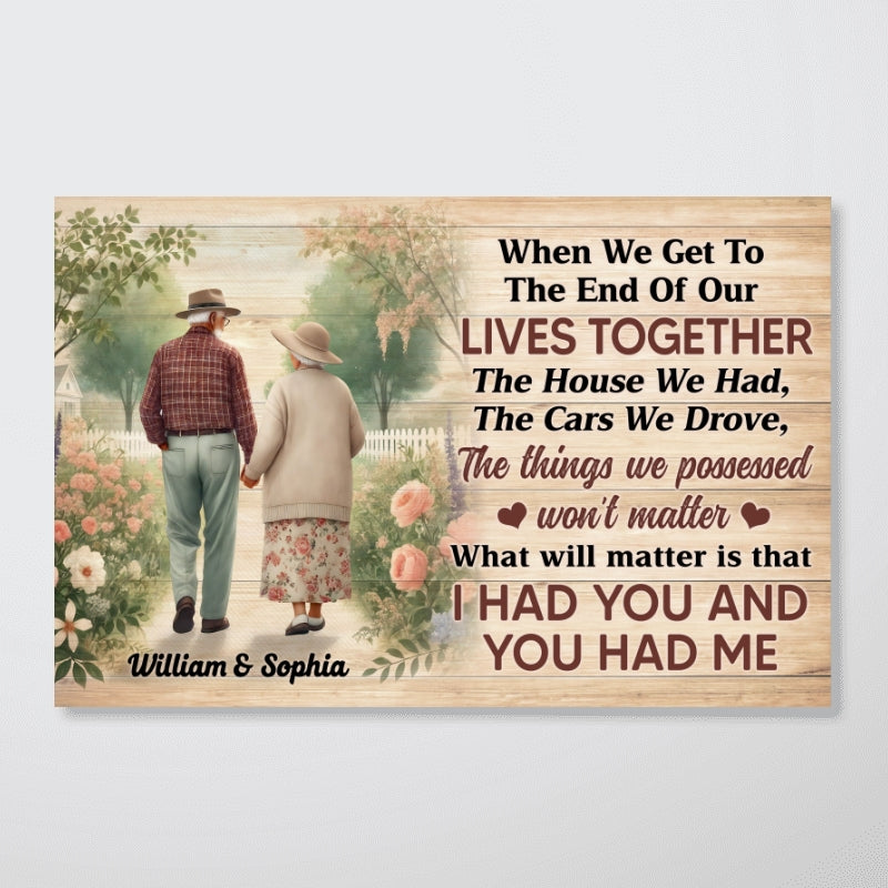 Old Couple Walking In The Flower Garden Personalized Poster, Gift For Him, For Her
