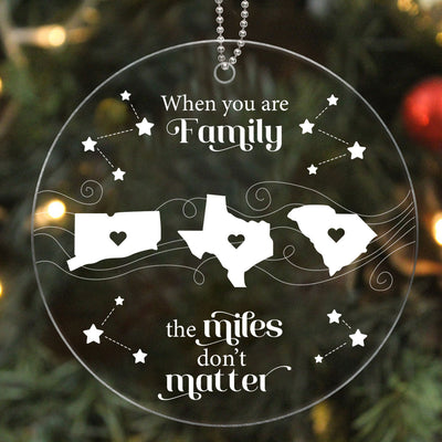 Long Distance Family Friends Siblings Sisters Besties Personalized Acrylic Ornament, Togetherness Christmas Gift