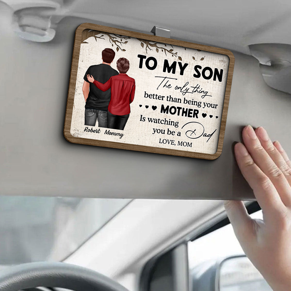 To My Son From Mom Watching You Be A Dad Personalized Car Visor, Father's Day Gift For Son