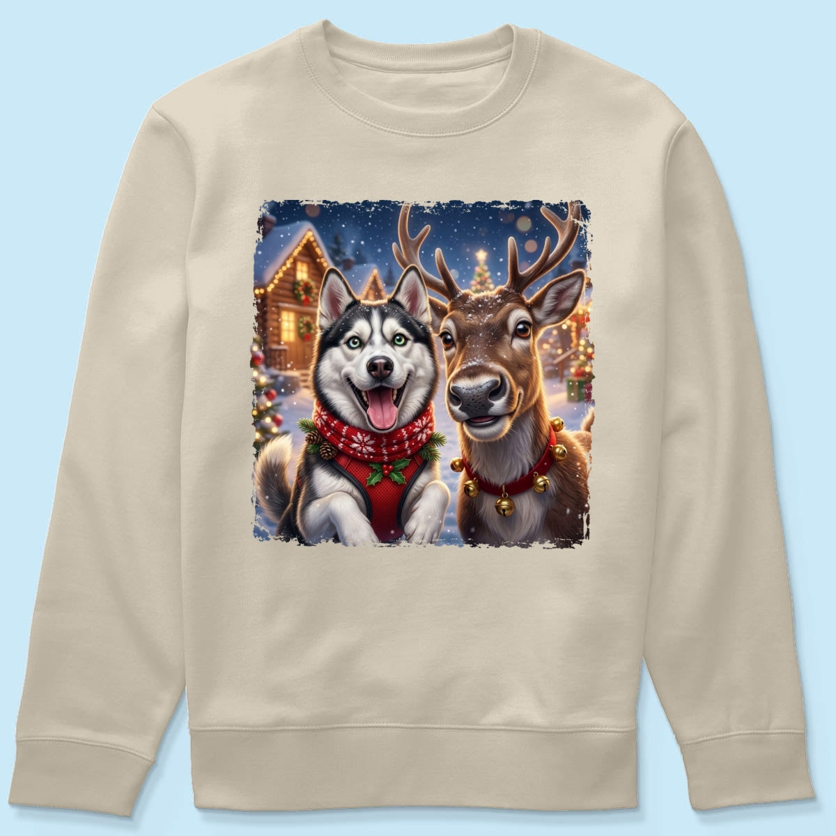 Dog Cat Selfie with Reindeer - Personalized Shirt - Funny Christmas Gift for Pet Lovers