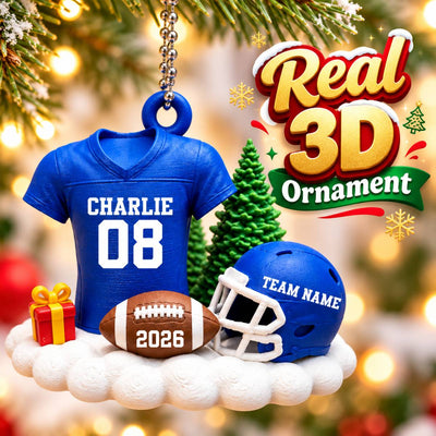 Proud American Football Player Uniform - Personalized 3D Printed Ornament - Real 3D Ornament, Christmas Gift For American Football Players, Grandson, Son, Granddaughter, Daughter