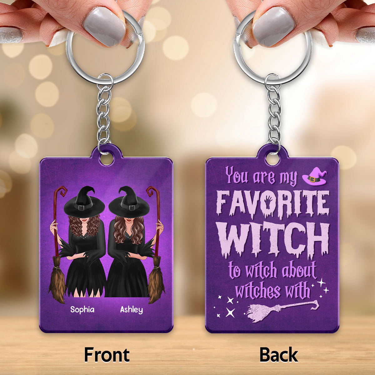Halloween Front View Besties Gift For Best Friends Personalized Acrylic Keychain