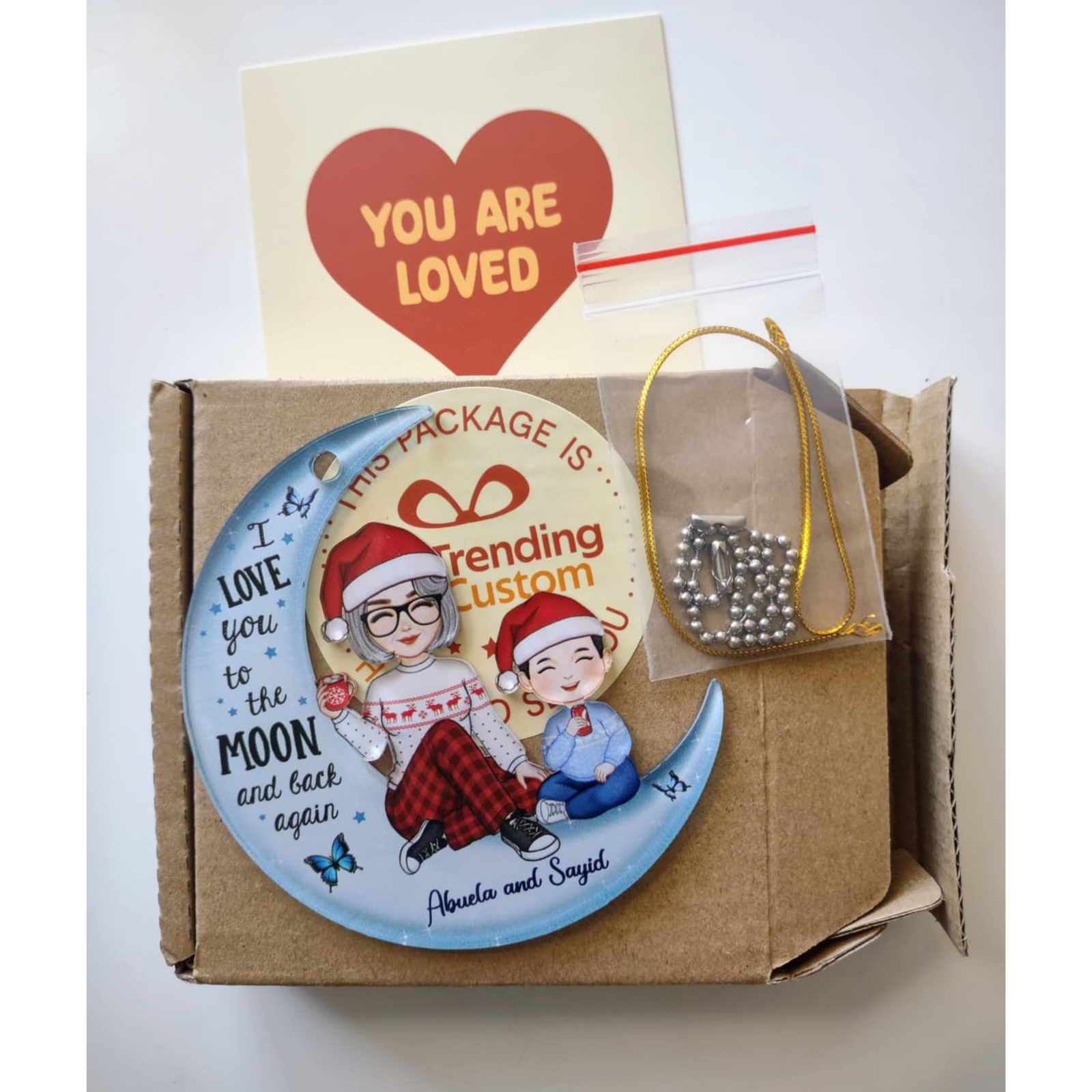 Cute Grandma & Grandkid On Moon Christmas Gift - Personalized Acrylic Ornament - Christmas Gift