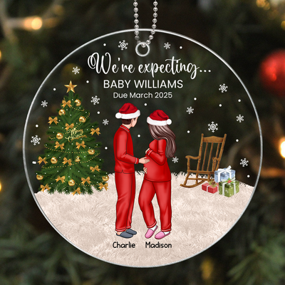 Pregnant Couple and Pet Keepsakes - Personalized Acrylic Ornament