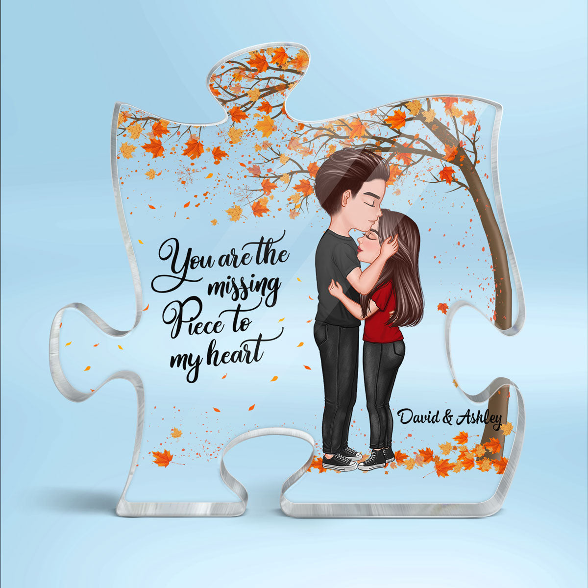 Couple Missing Piece Landscape Background Personalized Acrylic Puzzle Plaque