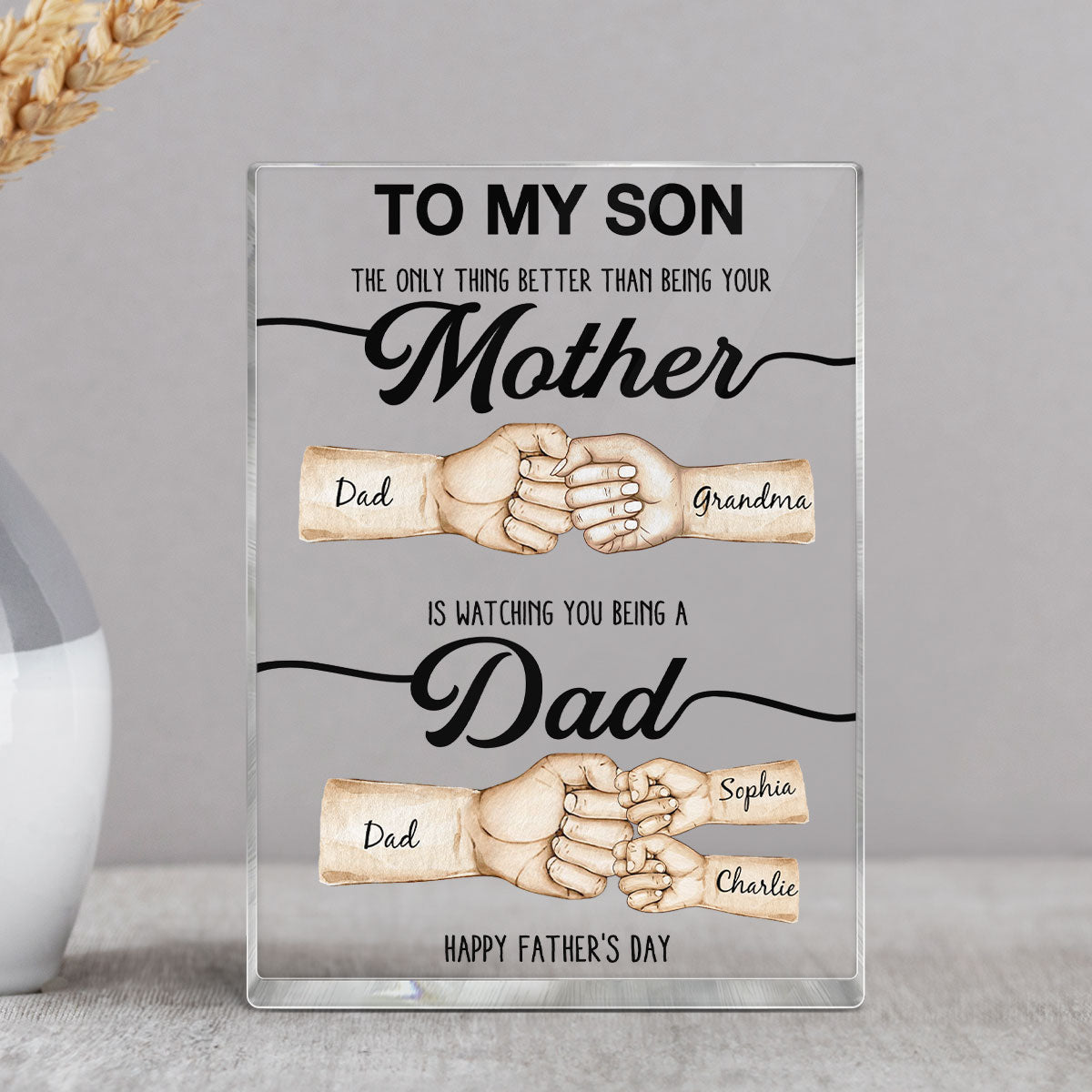 The Only Thing Better Than Being Your Mother Fist Bump Personalized Acrylic Block, Father's Day gift for Son from Mom