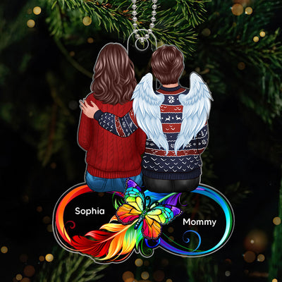 Family Memorial Sitting On Infinity Personalized Custom Shape Acrylic Ornament