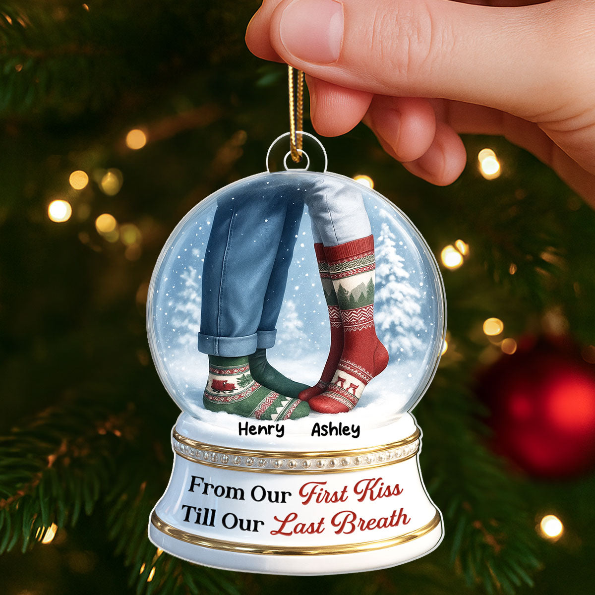 From Our 1st Kiss till Our Last Breath 3D Effect Snow Globe - Personalized Acrylic Ornament - Christmas Gift for him, Gift for her