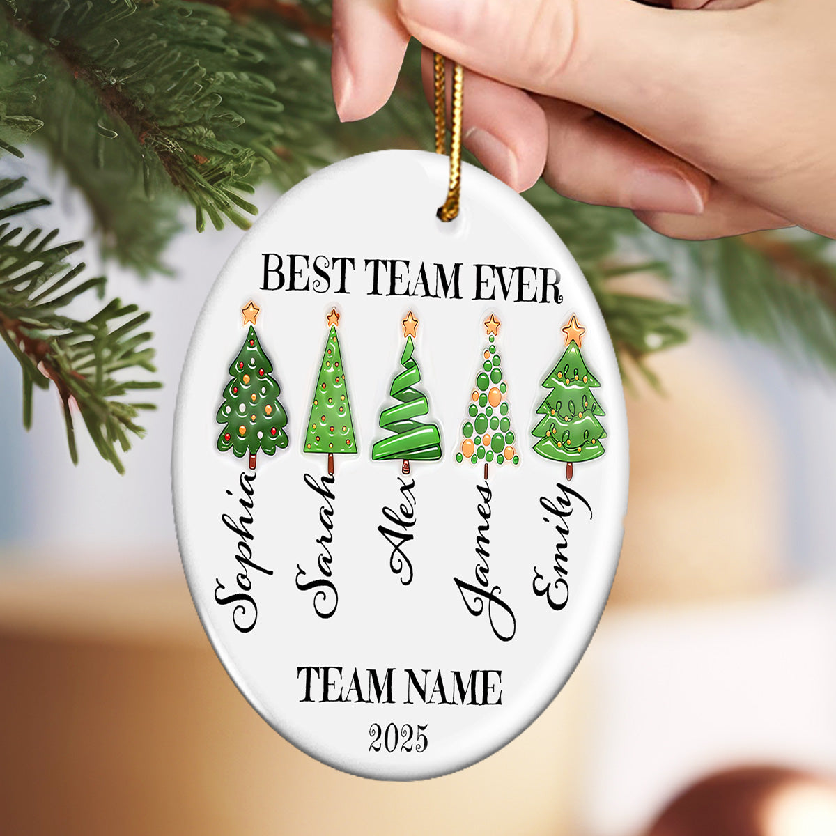 Best Team Ever Work Team Member - Personalized Ceramic Ornament - Corporate Gift Exchange