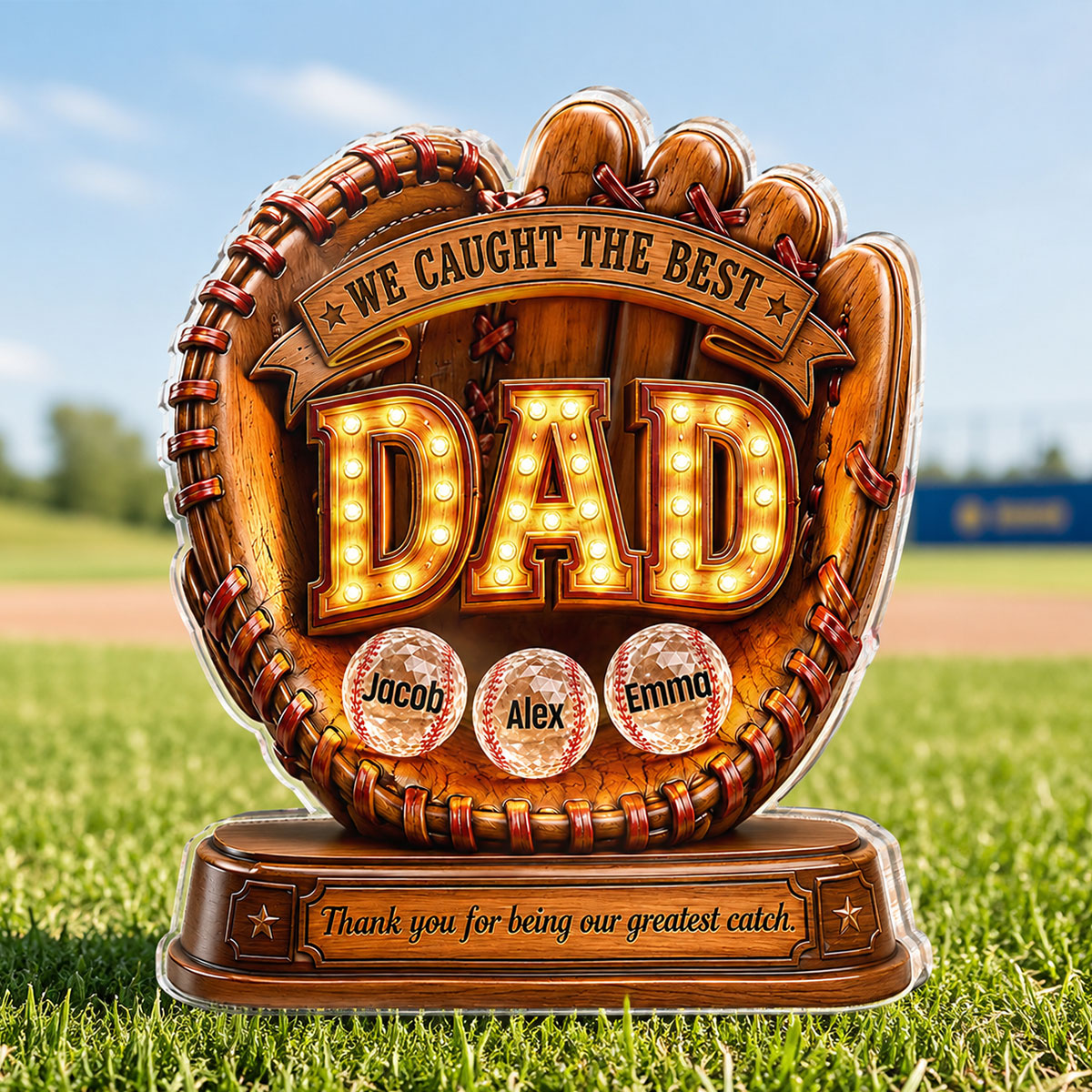 Great Baseball Dad - Personalized Acrylic Block Plaque - Father's Day Gift for Dad, Husband