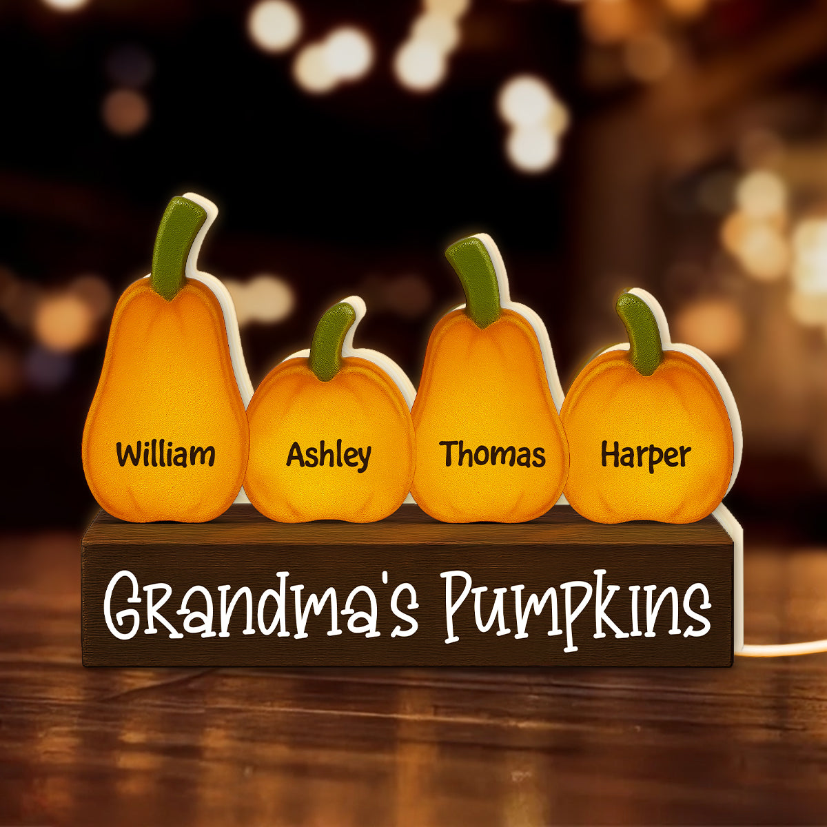 3D Effect Grandma Little Pumpkins Personalized LED Light Box