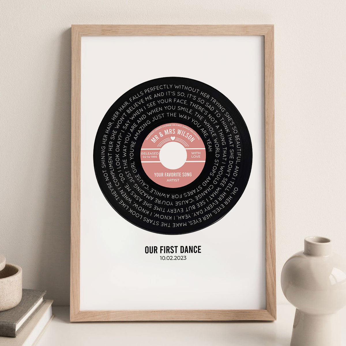 Custom Vinyl Record Label Print Personalized Poster - Wedding, Valentine's Day, Anniversary, Mother's Day, Father's Day Unique Gift for Him or Her