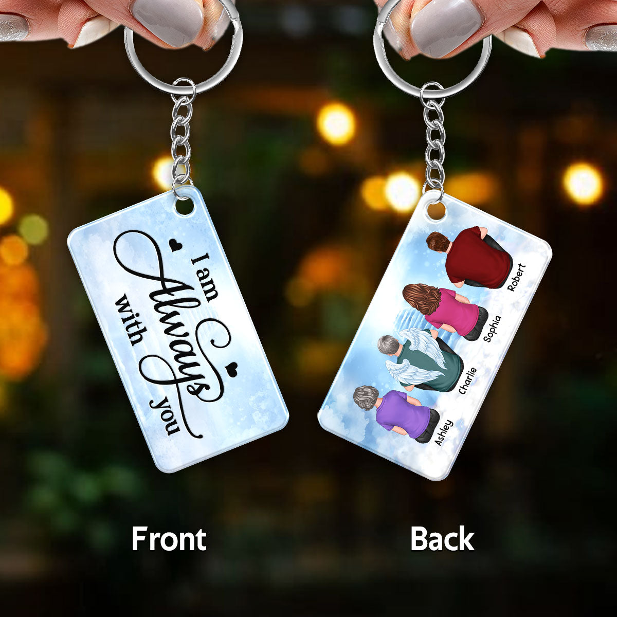 Heaven Cloud Stairs Family Memorial Gift Remembrance Sympathy Keepsake Personalized Acrylic Keychain