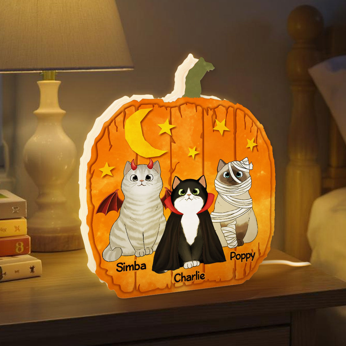 Halloween Cat Pumpkin Shaped Personalized Light Box