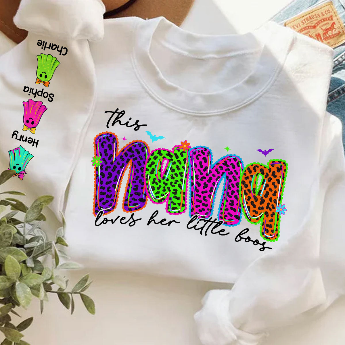 This Mama Loves Her Little Boo Personalized Halloween Sweatshirt, Fall Sweatshirt for Mom Grandma