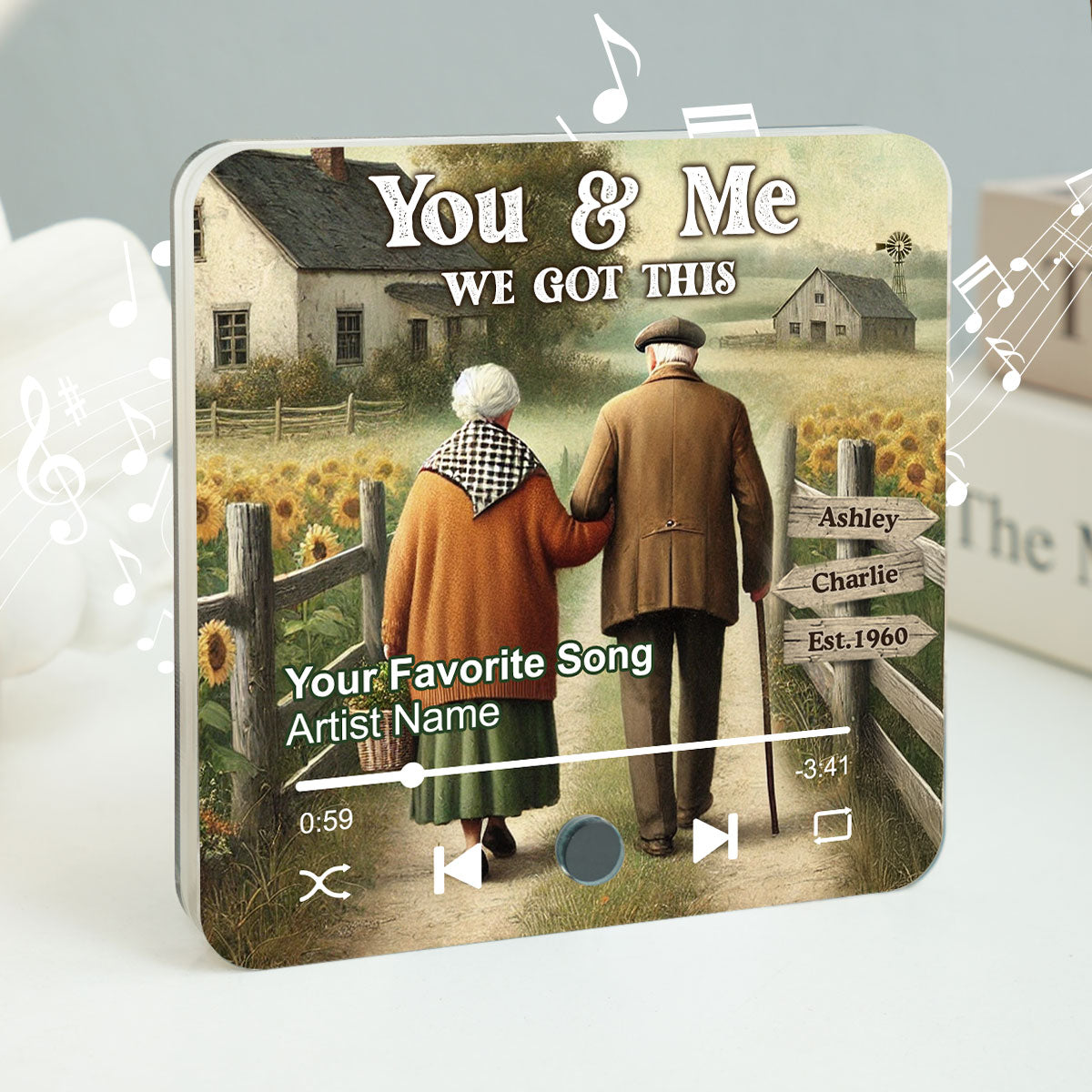 Eternal Love Couple Growing Old Together - Personalized Music Fridge Magnet - Heartfelt Gift For Couple, For Him, For Her, Husband, Wife