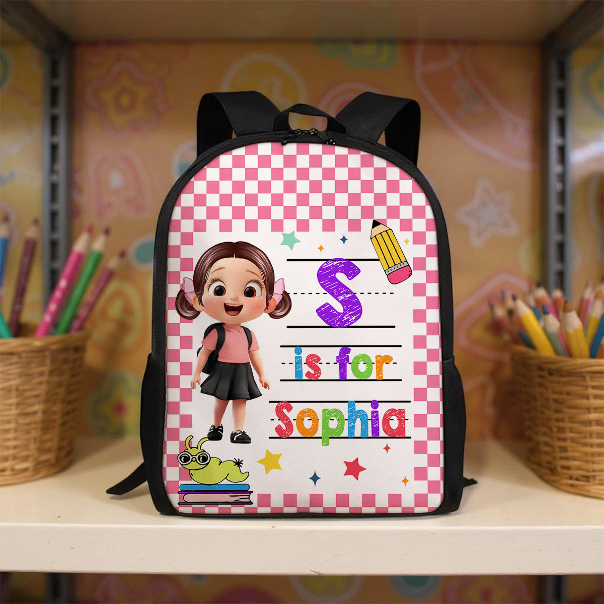 Back To School Gift For Kid, Custom Name Retro Personalized Backpack