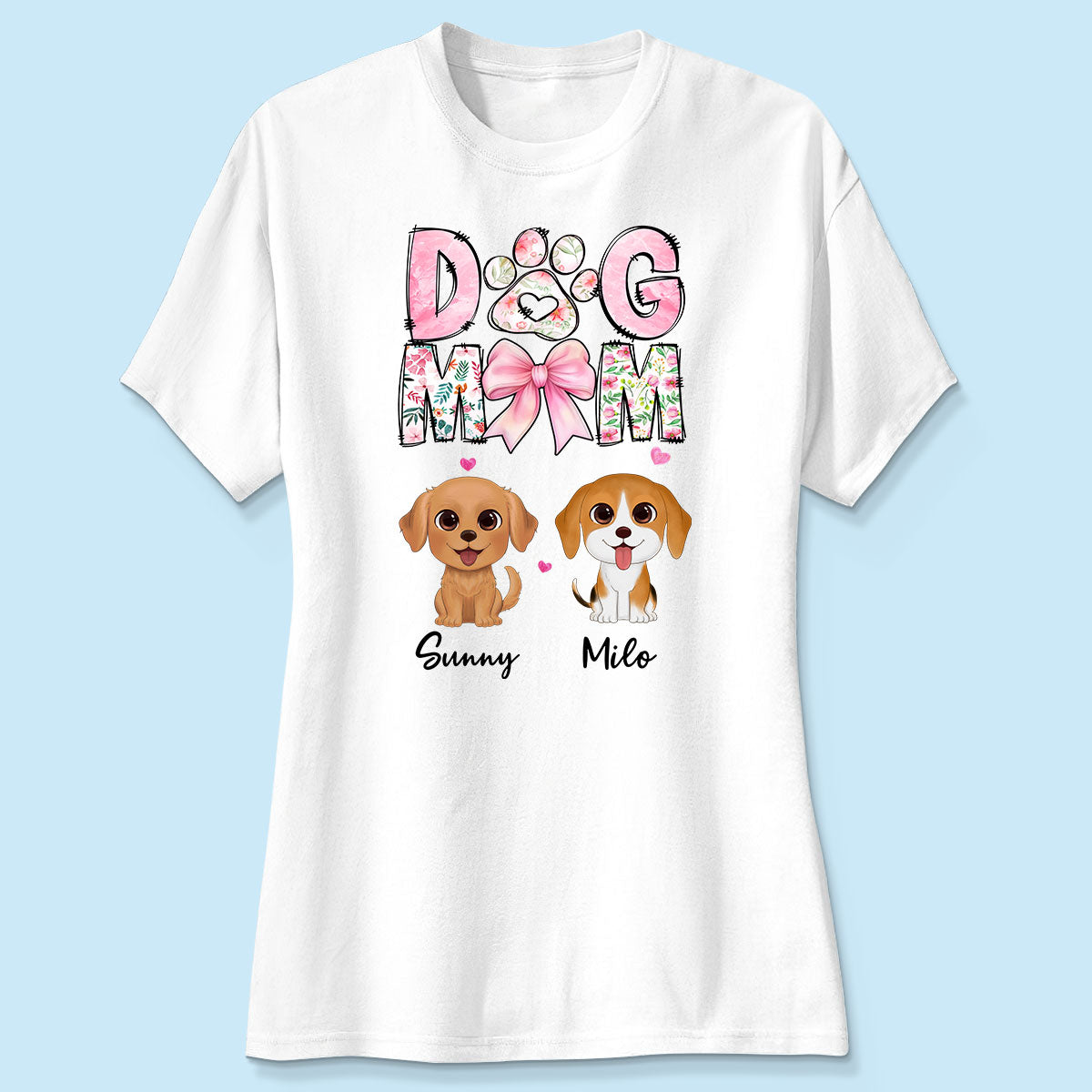 Dog Mom Pink Coquette Personalized Shirt, Watercolor Cute Dog, Gift for Dog Moms