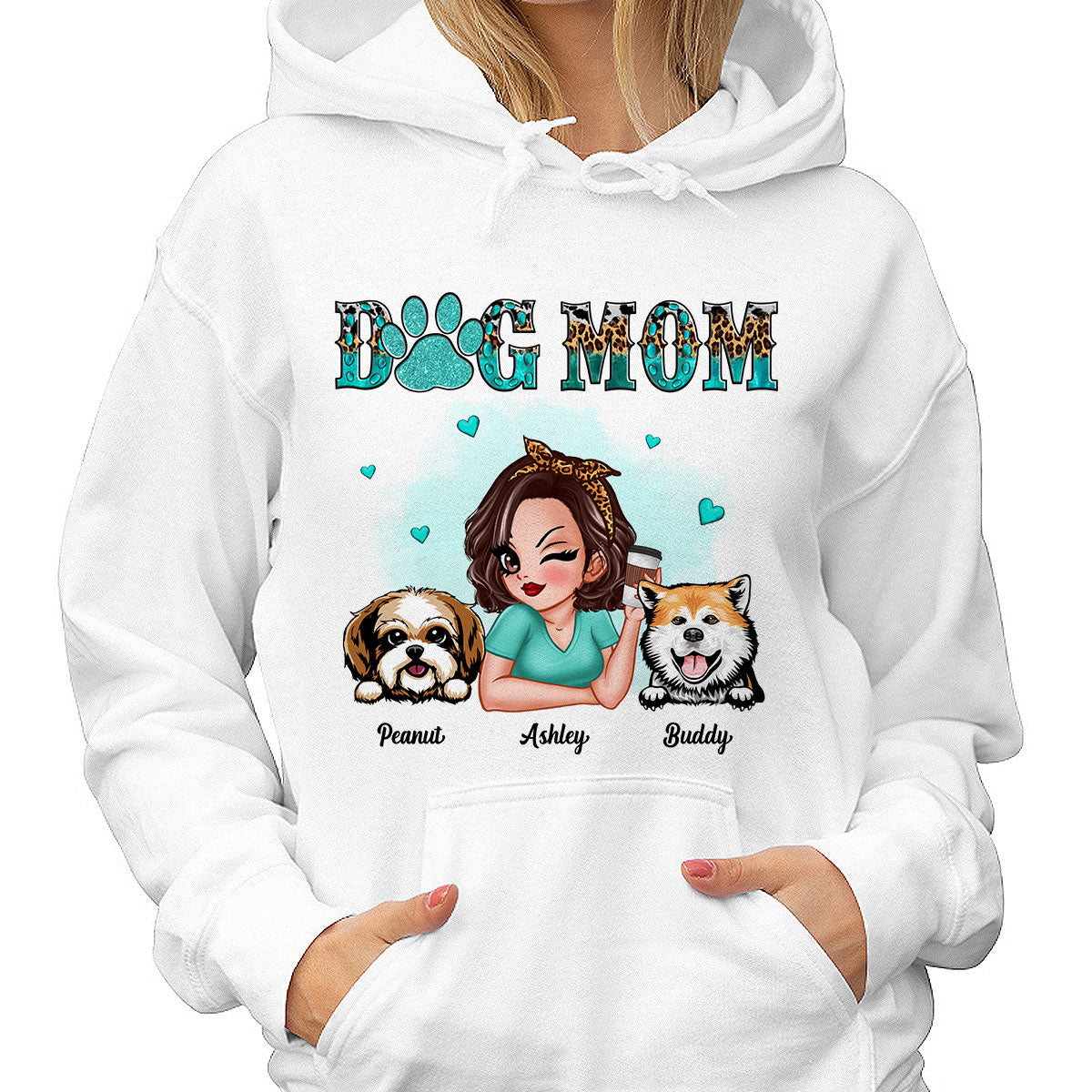 Teal And Leopard Dog Mom Gift For Dog Lovers Personalized Shirt