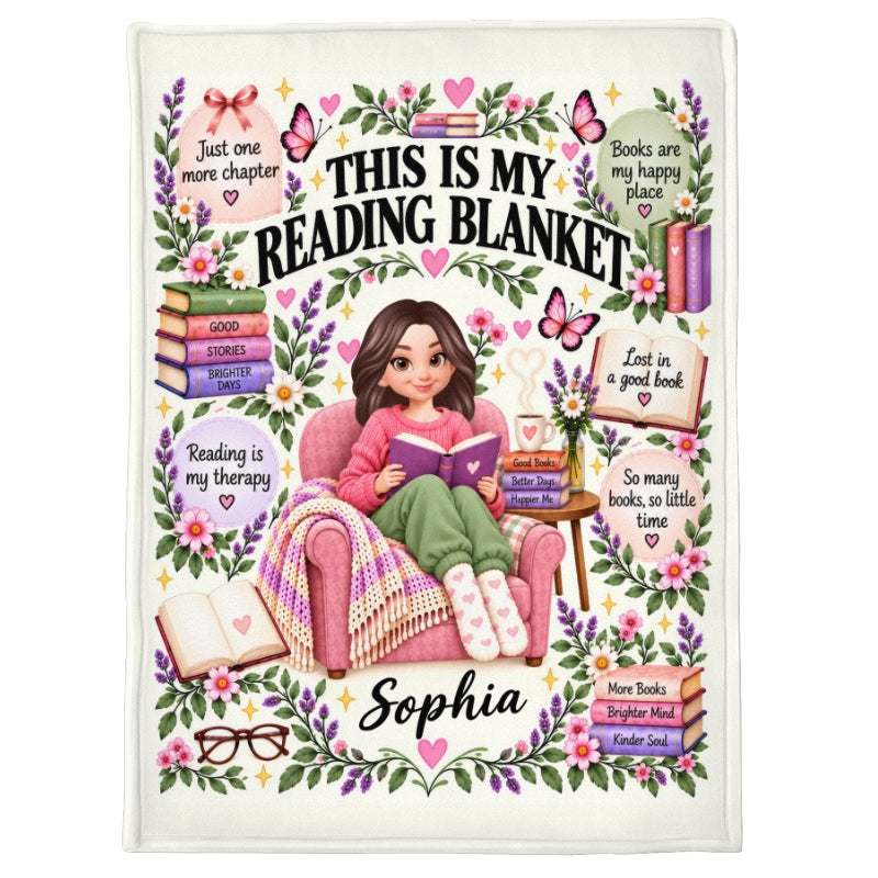 Just A Girl Who Loves Reading Books - Personalized Fleece Blanket - Christmas Gift For Girl, Granddaughter, Daughter, Book Lovers, Bookworm