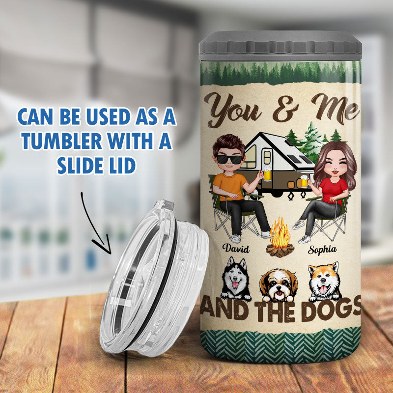Doll Couple Camping With Dogs Personalized 4 In 1 Can Cooler