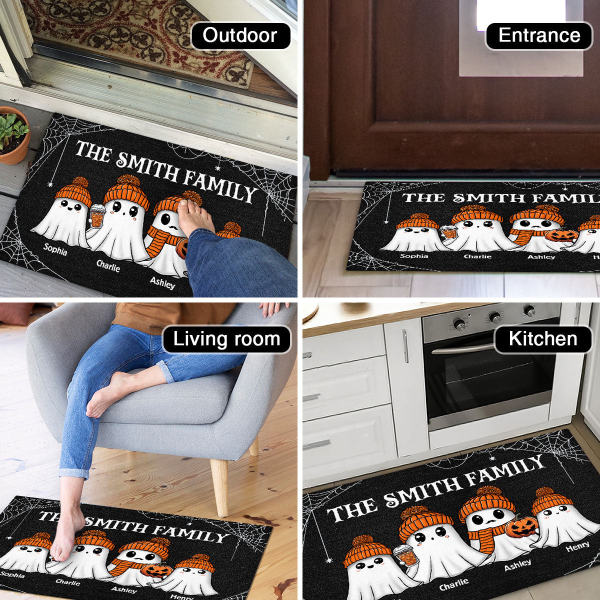Family Our Boo Crew Fall Season Halloween Personalized Doormat