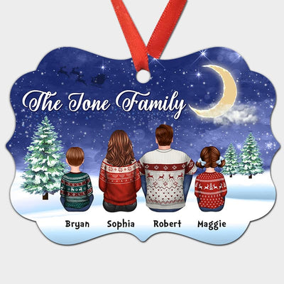 Family Dogs Sitting In Snow Personalized Christmas Ornament
