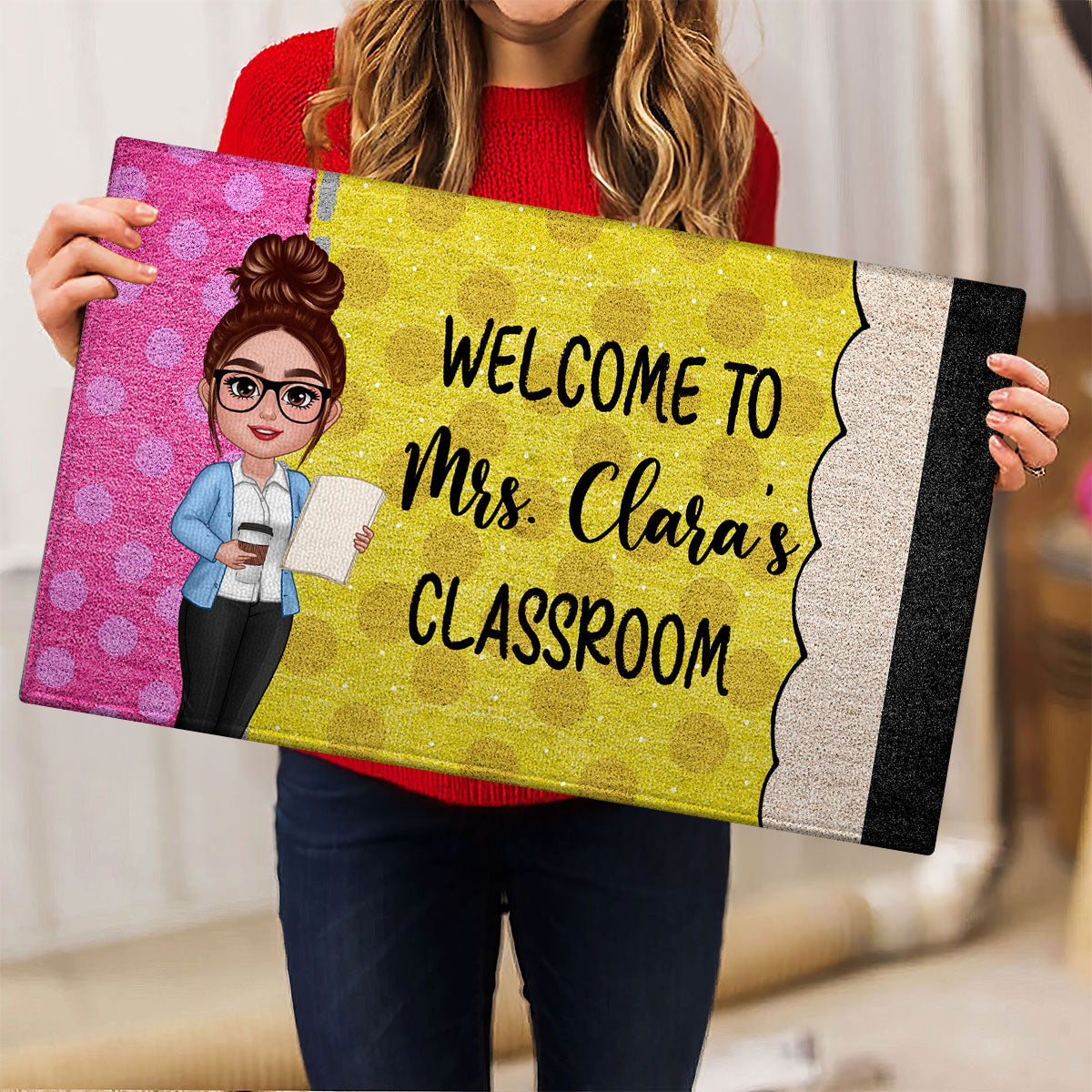 Teacher Pencil Welcome To Classroom - Personalized Doormat - Back To School Gift For Teacher