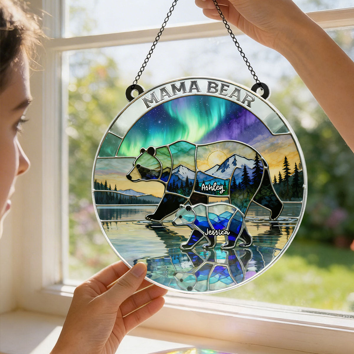 Mama Bear - Personalized Acrylic Window Hanging - Heartfelt Mother's Day Gift for Mom, Wife