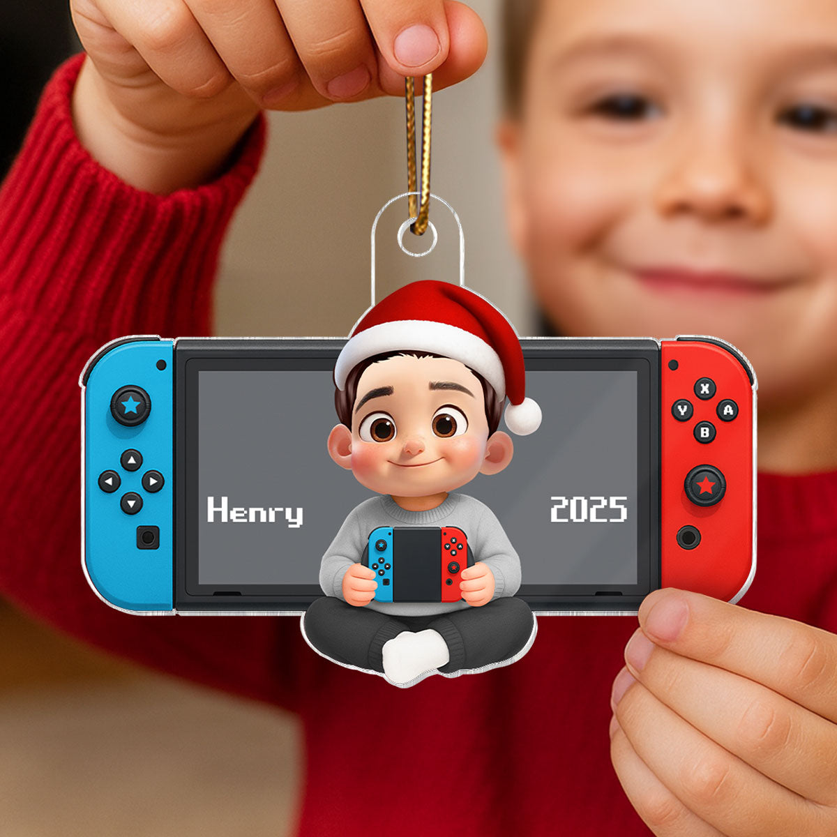 Personalized Gamer 3D Effect Ornament for Boys, Christmas Gift for Kids, Teenagers