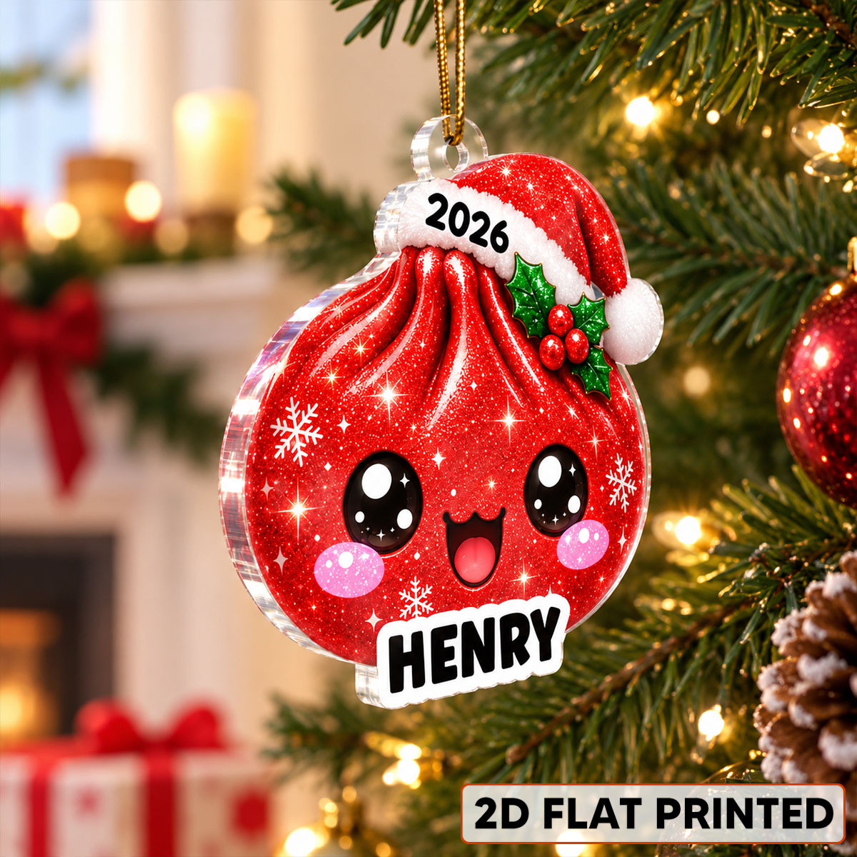 Christmas Dumpling Dim Sum Custom Name - Personalized Acrylic Ornament - Christmas Gift, Keepsake For Kids, Teenagers