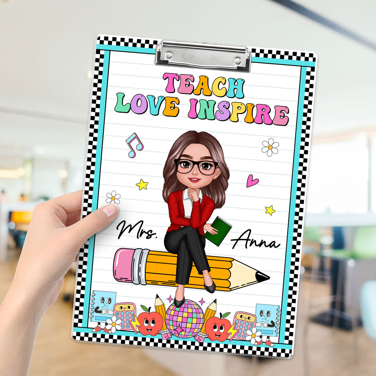 Groovy Teacher Personalized Clipboard, Appreciation Gift