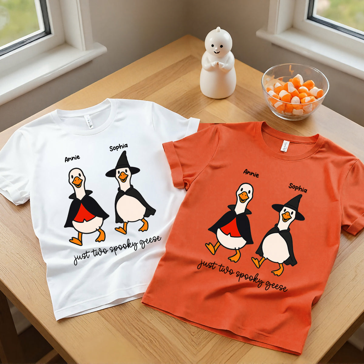 Halloween Funny Cute Spooky Goose Besties Personalized Shirt, Group Shirt For Besties