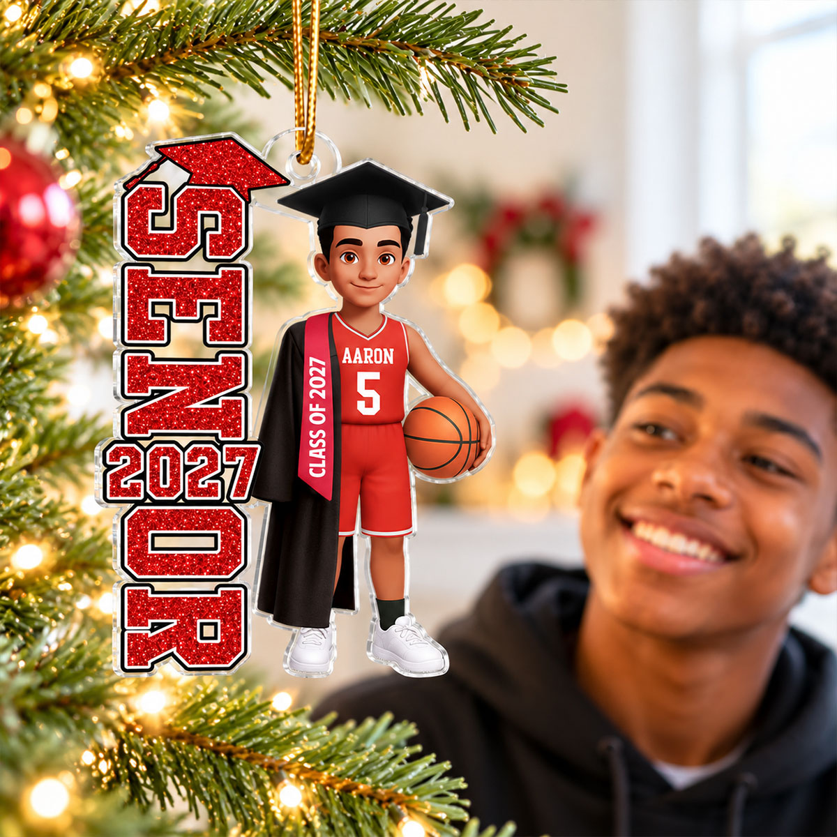 Basketball Senior 2026 2027 - Personalized Acrylic Ornament - Christmas Gift For Seniors, Daughter, Son, Granddaughters, Grandsons
