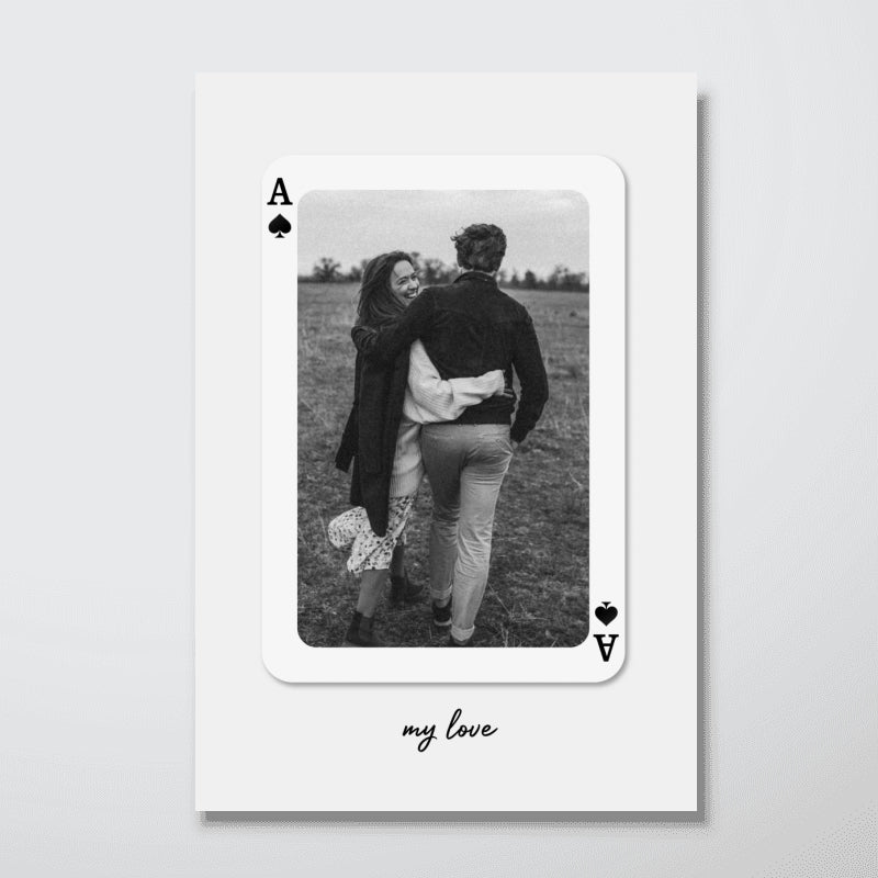 Custom Playing Cards Photo Print,  Gift For Her Personalized Wall Art, Unique Couples Gift, Romantic Gift