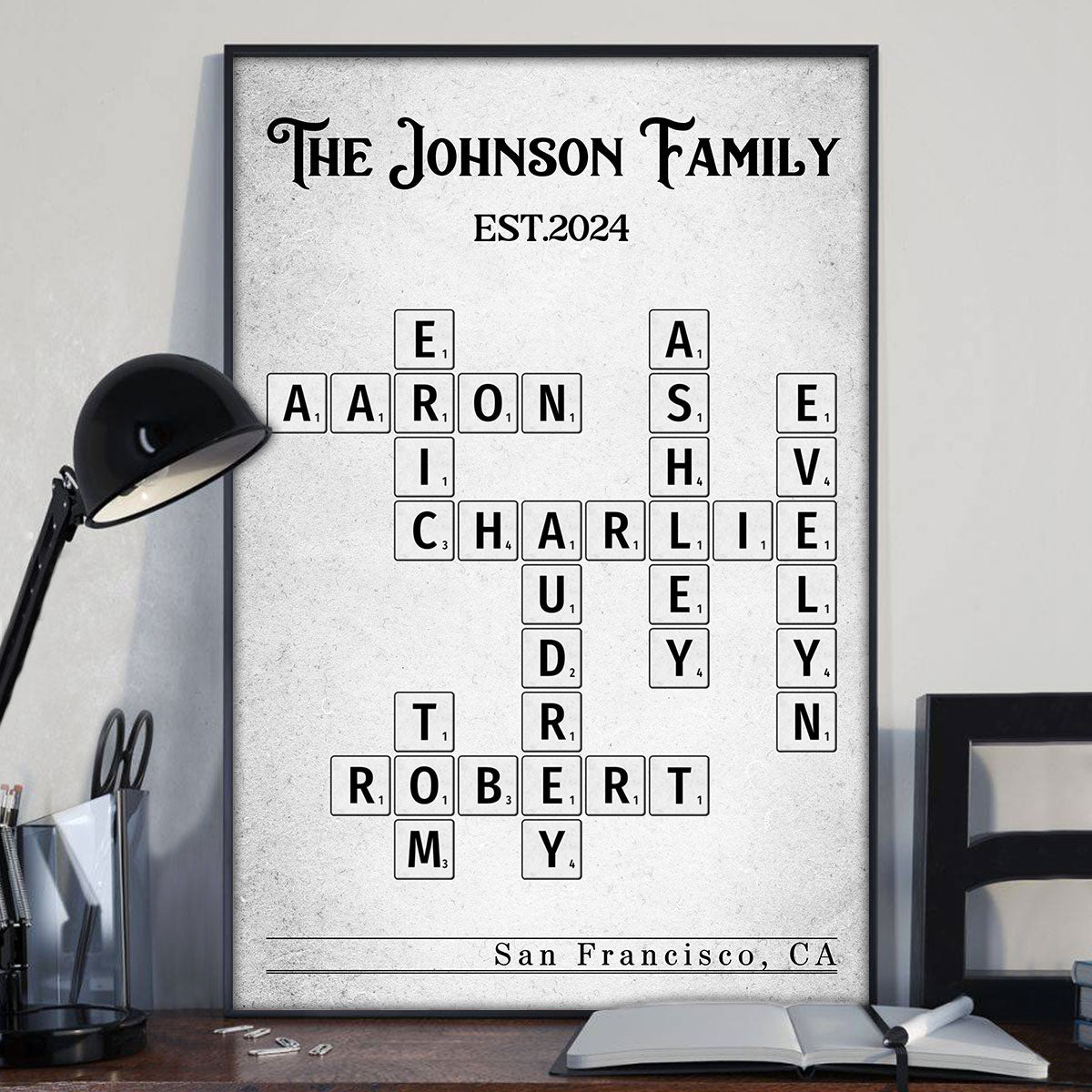 Family Crossword Art Newspaper Created In A Moment Treasured Forever Personalized Poster