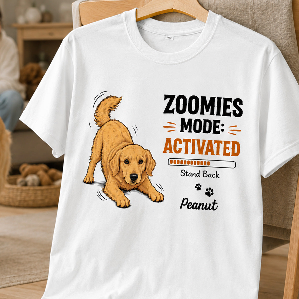 Zoomies Mode Activated Dog Play Bow Pose Custom Pet Photo - Personalized Shirt - Funny Gift For Dog Lover