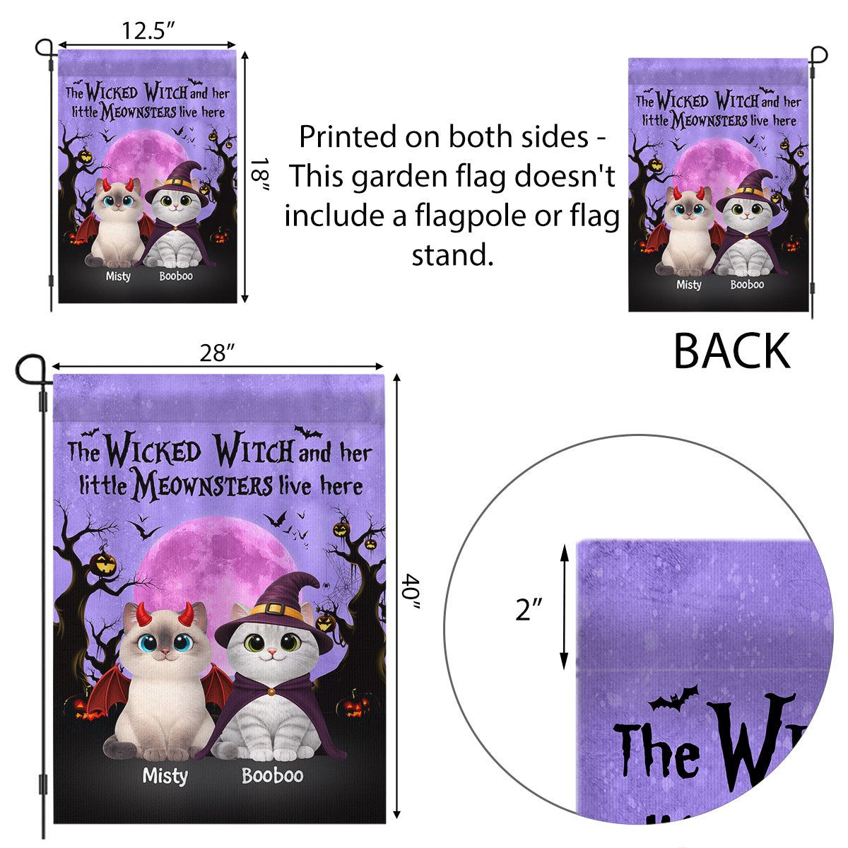 Halloween Theme The Wicked Witch And Her Meownsters Cats Live Here - Personalized Garden Flag - Halloween Decor For Cat Lovers