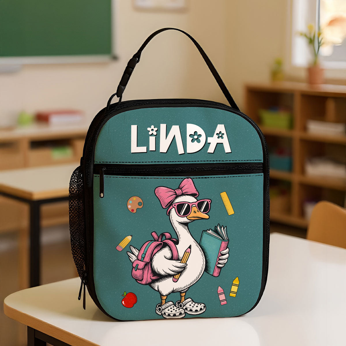 Back to School Goose Personalized Insulated Lunch Bag for Boy Girl