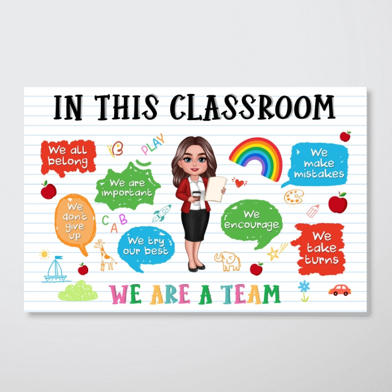 Teacher In This Classroom We're A Team Personalized Poster, Back To School Gift, Gift For Teacher