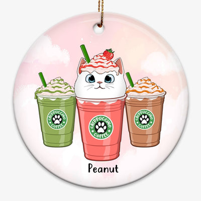 Catpuccino Cats Coffee Lover Personalized Circle Ornament