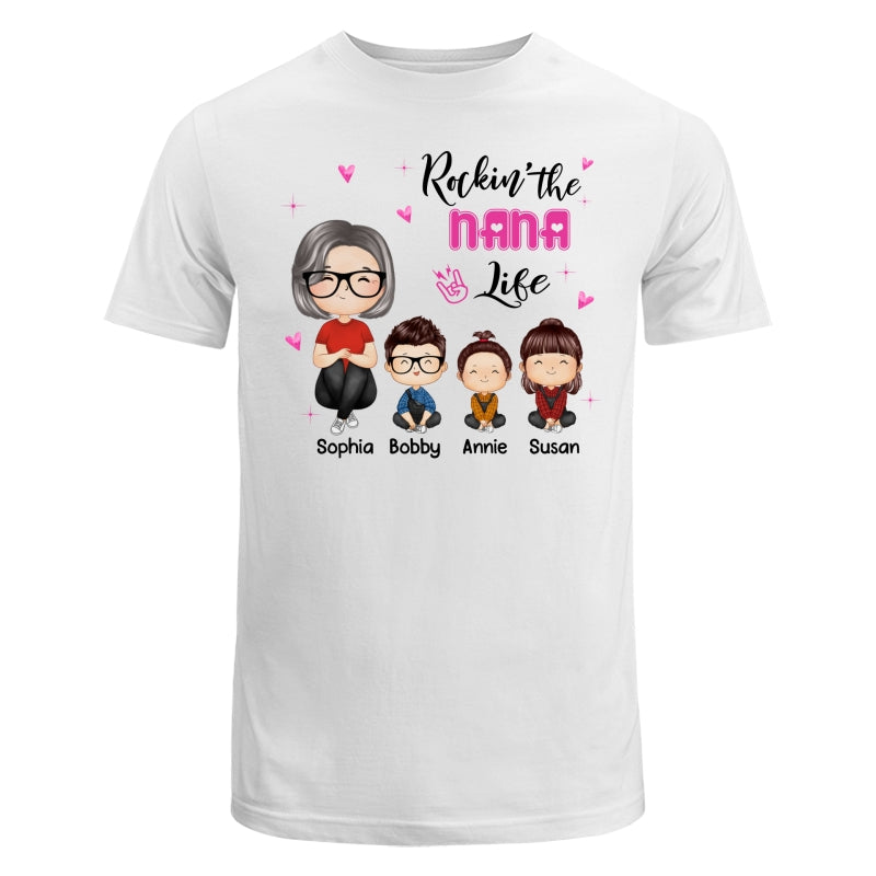 Rockin‘ Grandma Life Doll Grandma Grandkids Watercolor Style Personalized Shirt