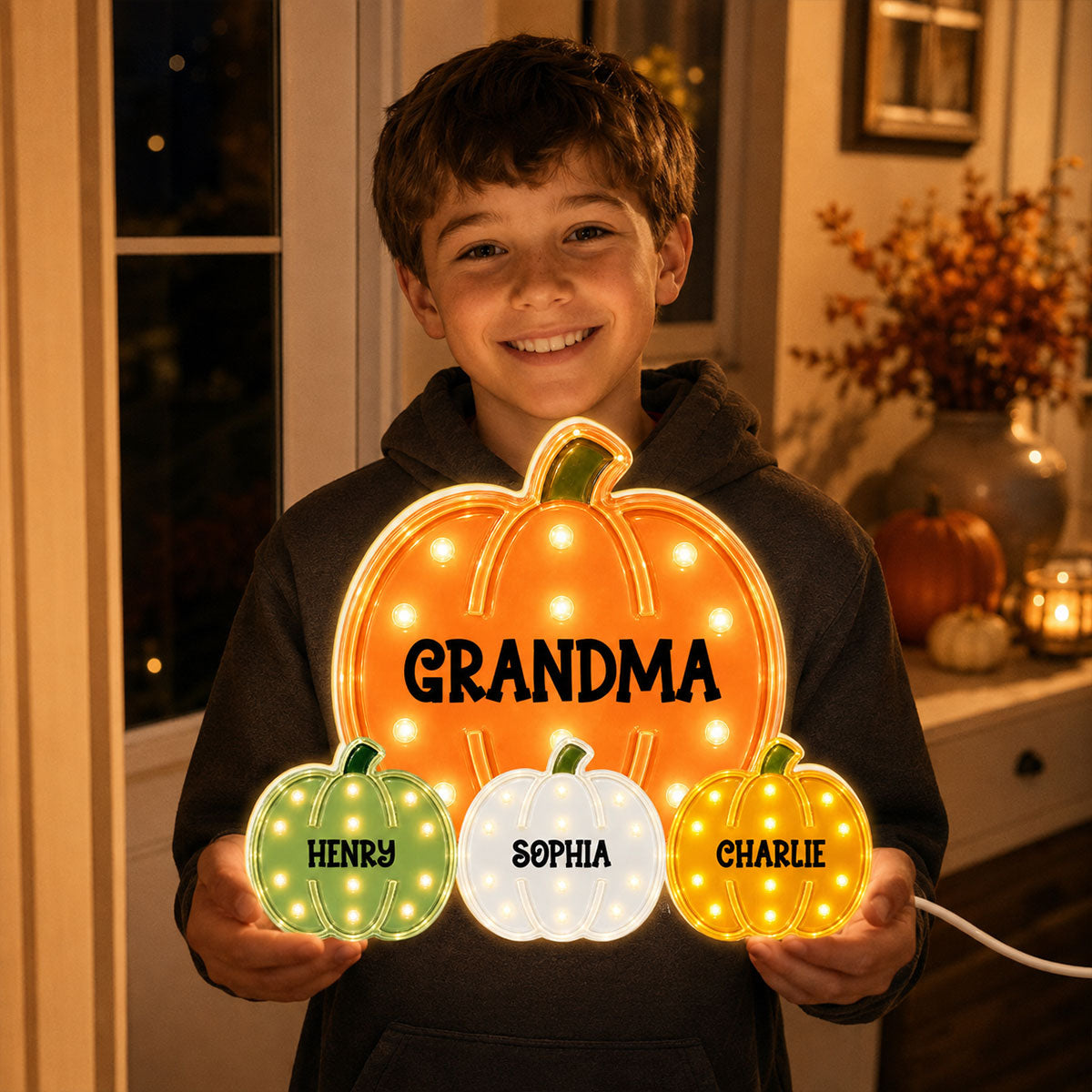 Cozy Fall Grandma Pumpkin Patch - Personalized Light Box - Fall Decor For Grandma