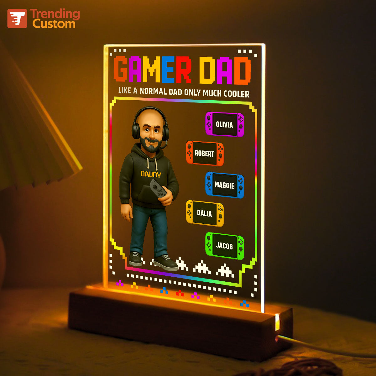 Gamer Dad Cooler Personalized LED Night Light, Father's Day gift for Gamer Dad, Gift for Husband